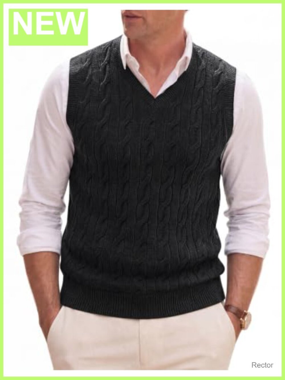 Mens V Neck Sweater Vest Lightweight Sleeveless Knit Vest Regular Fit